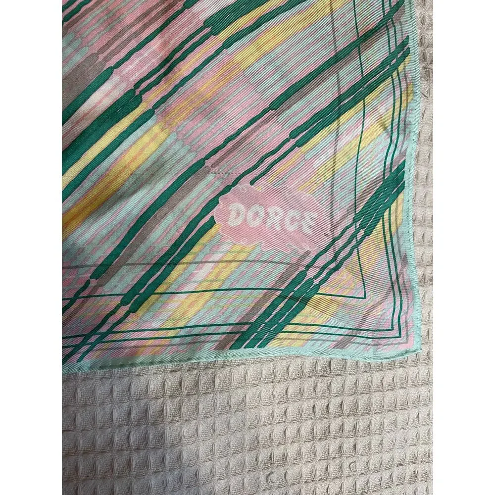 VTG Dorce Pastel Striped Mid Century Modern Style Neck Scarf 43 in by 13.5 in